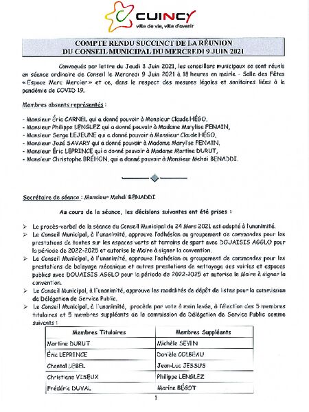 Compte rendu succinct Compte rendu succinct