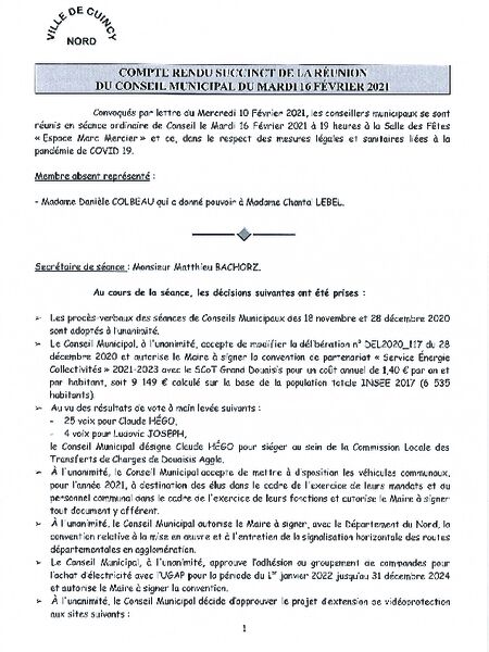 Compte rendu succinct Compte rendu succinct